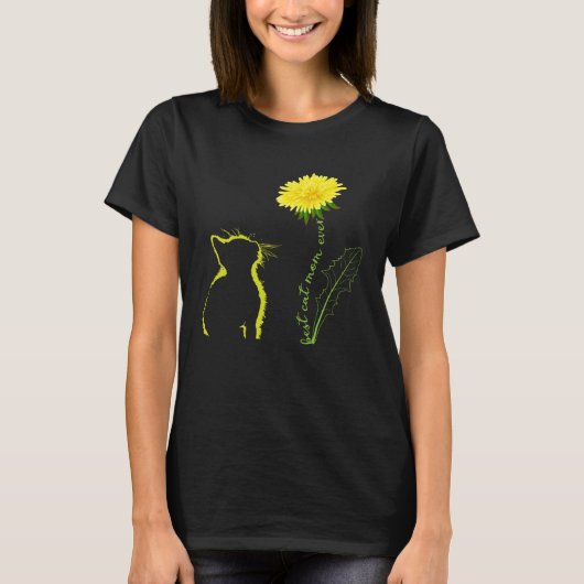 猫最高の母の花の猫の母のタンポポ母 Tシャツ (正面)