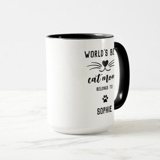 猫最高の母は名前をカスタムする猫好きマグカップ マグカップ (正面右)