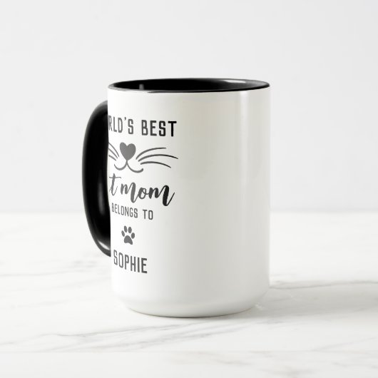 猫最高の母は名前をカスタムする猫好きマグカップ マグカップ (正面左)