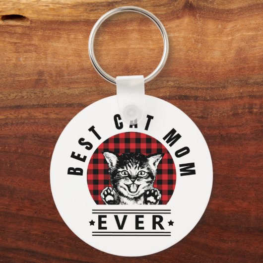 猫最高の母は常にバッファローのプレイド キーホルダー (正面)