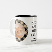 猫最高の母は常にバッファローPlaidベージュ写真名 ツートーンマグカップ (正面左)
