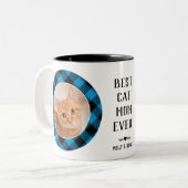 猫最高の母は水牛を投げ入れた青い写真名 ツートーンマグカップ (正面左)