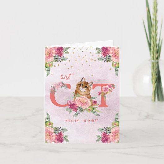 猫最高の母エバーキッテンイラストレーション母の日T サンキューカード (正面)