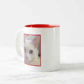 猫最高の母エバー引用文パーソナライズされた写真ハート ツートーンマグカップ (正面左)