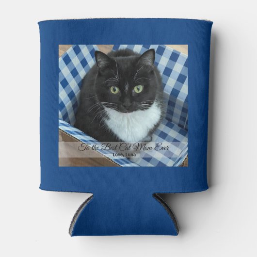 猫最高の母エバー装飾用クッション 缶クーラー (正面)