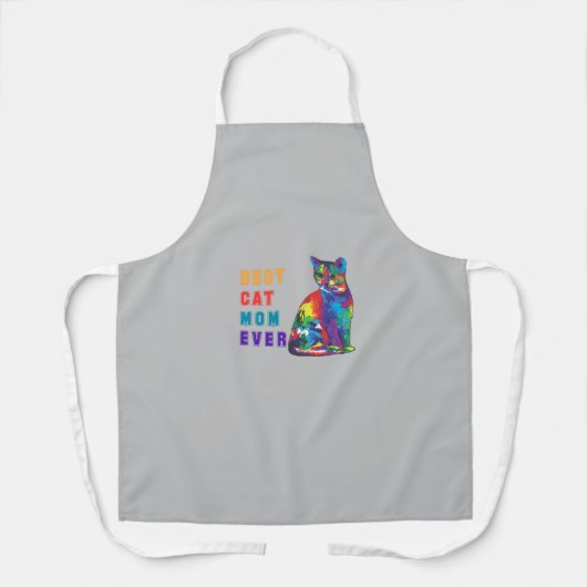 猫最高の母エバ数々のー・文字色の可愛い猫好き エプロン (正面)