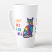 猫最高の母エバ数々のー・文字色の可愛い猫好き カフェラテマグ (左アングル)