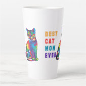 猫最高の母エバ数々のー・文字色の可愛い猫好き カフェラテマグ (正面)