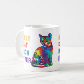 猫最高の母エバ数々のー・文字色の可愛い猫好き コーヒーマグカップ (正面左)