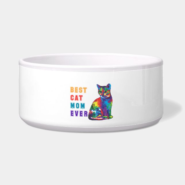 猫最高の母エバ数々のー・文字色の可愛い猫好き ボウル (正面)