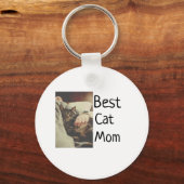 猫最高の母パパの追加cat写真名ギフトテンプレート キーホルダー (正面)