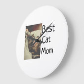 猫最高の母パパの追加cat写真名ギフトテンプレート ラージ壁時計 (傾斜)