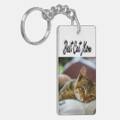 猫最高の母フォトブラック文字 キーホルダー (正面左)
