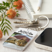 猫最高の母フォトブラック文字 キーホルダー (正面右)