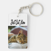 猫最高の母フォトブラック文字 キーホルダー (裏面)