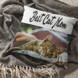 猫最高の母フォトブラック文字 クッション