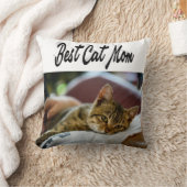 猫最高の母フォトブラック文字 クッション (ブランケット)