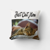 猫最高の母フォトブラック文字 クッション (正面)