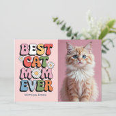 猫最高の母レトロ母の日切りカード 招待状 (スタンド正面)