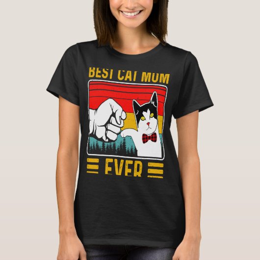 猫最高の母ヴィンテージ子猫ママおばあちゃんM Tシャツ (正面)