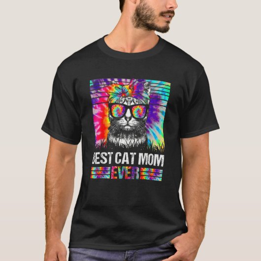 猫最高の母絞り染め猫ママ母の日C Tシャツ (正面)