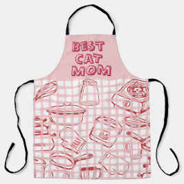 「猫最高の母」レッド&ピンク エプロン