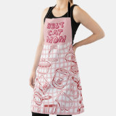 「猫最高の母」レッド&ピンク エプロン (インサイチュ)