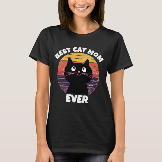 猫最高の母EVERヴィンテージレトロ円Tシャツ Tシャツ (正面)
