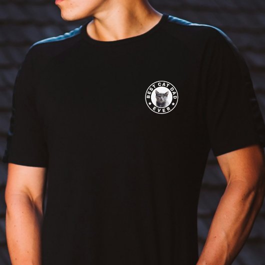 猫最高の犬パパエバカスタムー写真白黒 Tシャツ