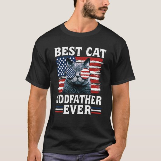 猫最高の神よりアメリカ国旗の愛国心4t tシャツ (正面)