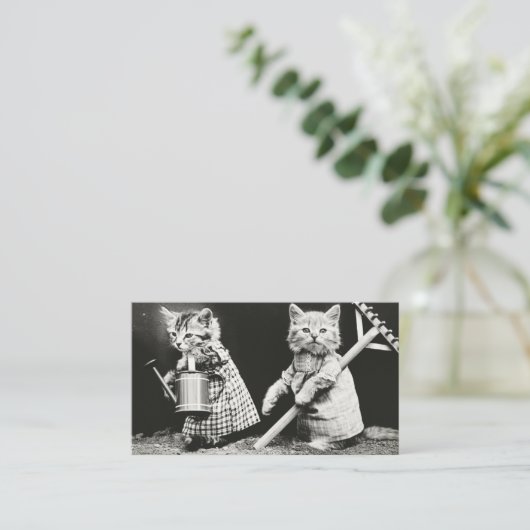 猫服のヴィンテージ写真 名刺 (スタンド正面)