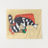 猫本読好き タペストリー (正面(横))