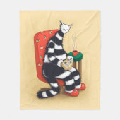猫本読好き フリースブランケット (正面)