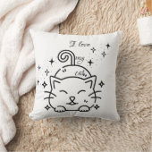 猫枕が大好き – ヴィンテージミニマルレトロ クッション (ブランケット)