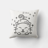 猫枕が大好き – ヴィンテージミニマルレトロ クッション (裏面)