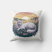 猫枕:白と紺の織装飾用クッション クッション (裏面)