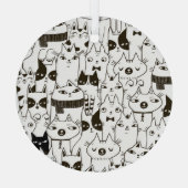 猫柄おもしろいシームレス。 ガラスオーナメント (裏面)