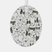 猫柄おもしろいシームレス。 ガラスオーナメント (正面右)