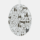 猫柄おもしろいシームレス。 ガラスオーナメント (正面左)