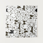 猫柄おもしろいシームレス。 タペストリー (正面(横))