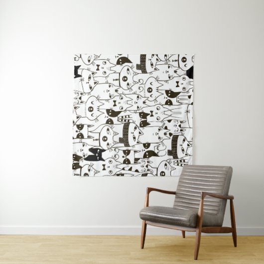 猫柄おもしろいシームレス。 タペストリー (インサイチュ(横))