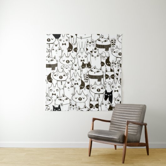 猫柄おもしろいシームレス。 タペストリー (インサイチュ)