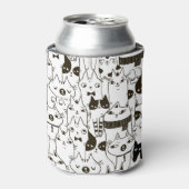 猫柄おもしろいシームレス。 缶クーラー (缶正面)