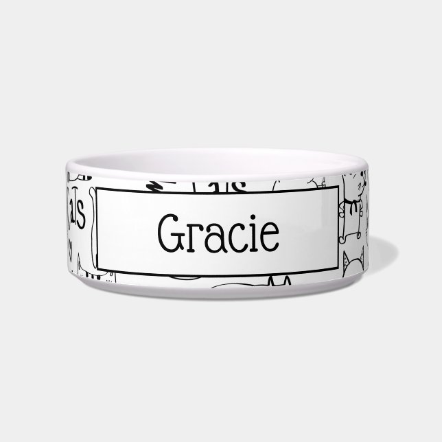 猫柄おもしろい白黒猫ちゃん柄 ボウル (正面)