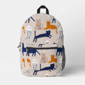 猫柄かわいい手描きプリント プリントバックパック (正面)