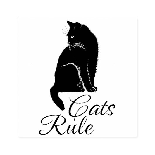 猫柄で美しい座り猫文字 ラバースタンプ (インプリント)