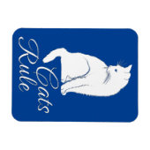 猫柄で美しい白座猫文字 マグネット (横)