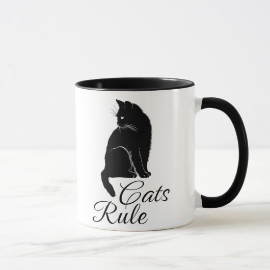 猫柄で美しい背中に座る文字 マグカップ (右)