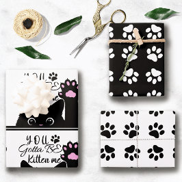 猫柄のおもしろい誕生日 ラッピングペーパーシート