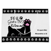 猫柄のおもしろい誕生日 ラージペーパーバッグ (正面)